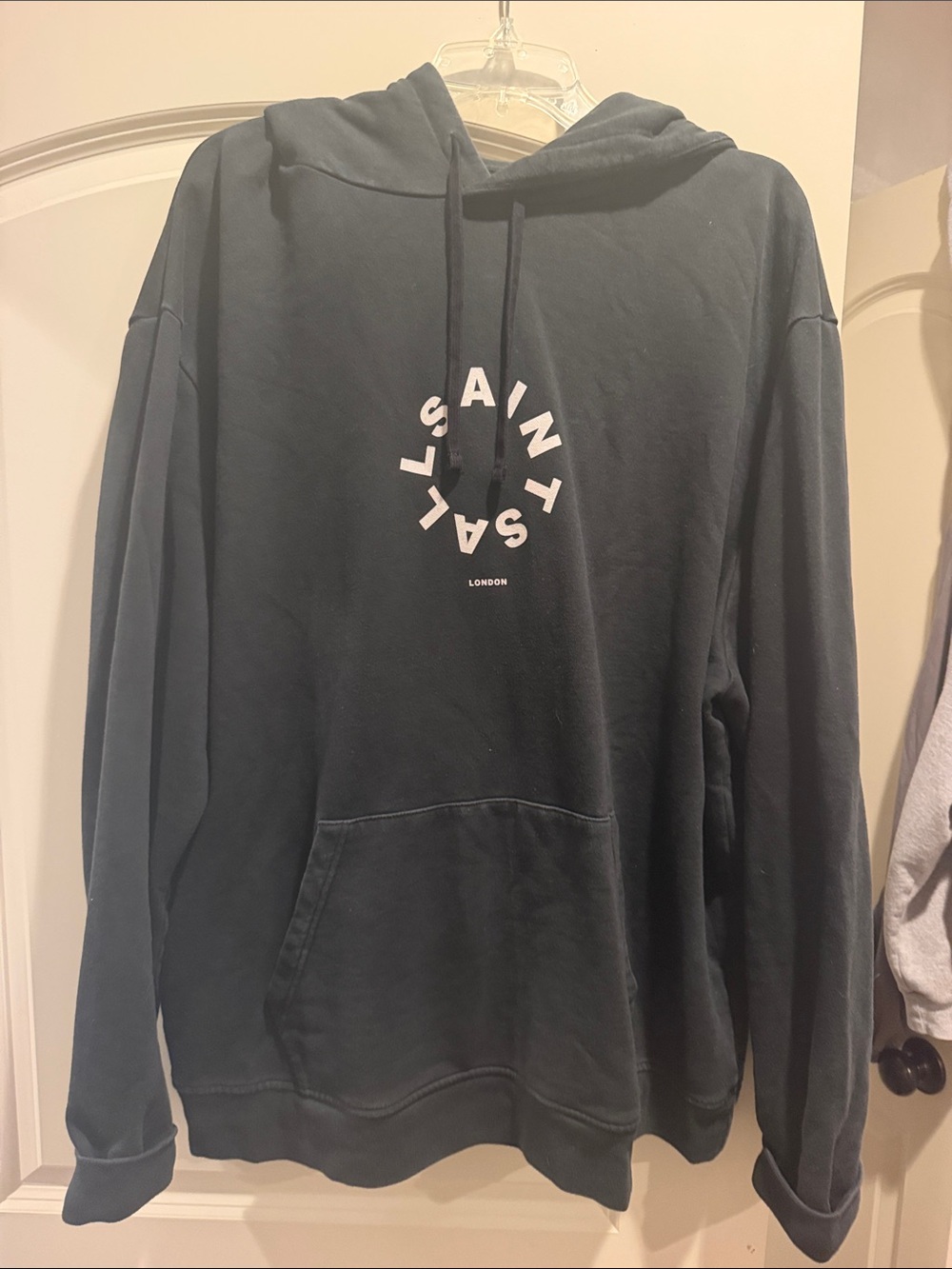 All Saints Black Crewneck Hoodie with Circular Logo